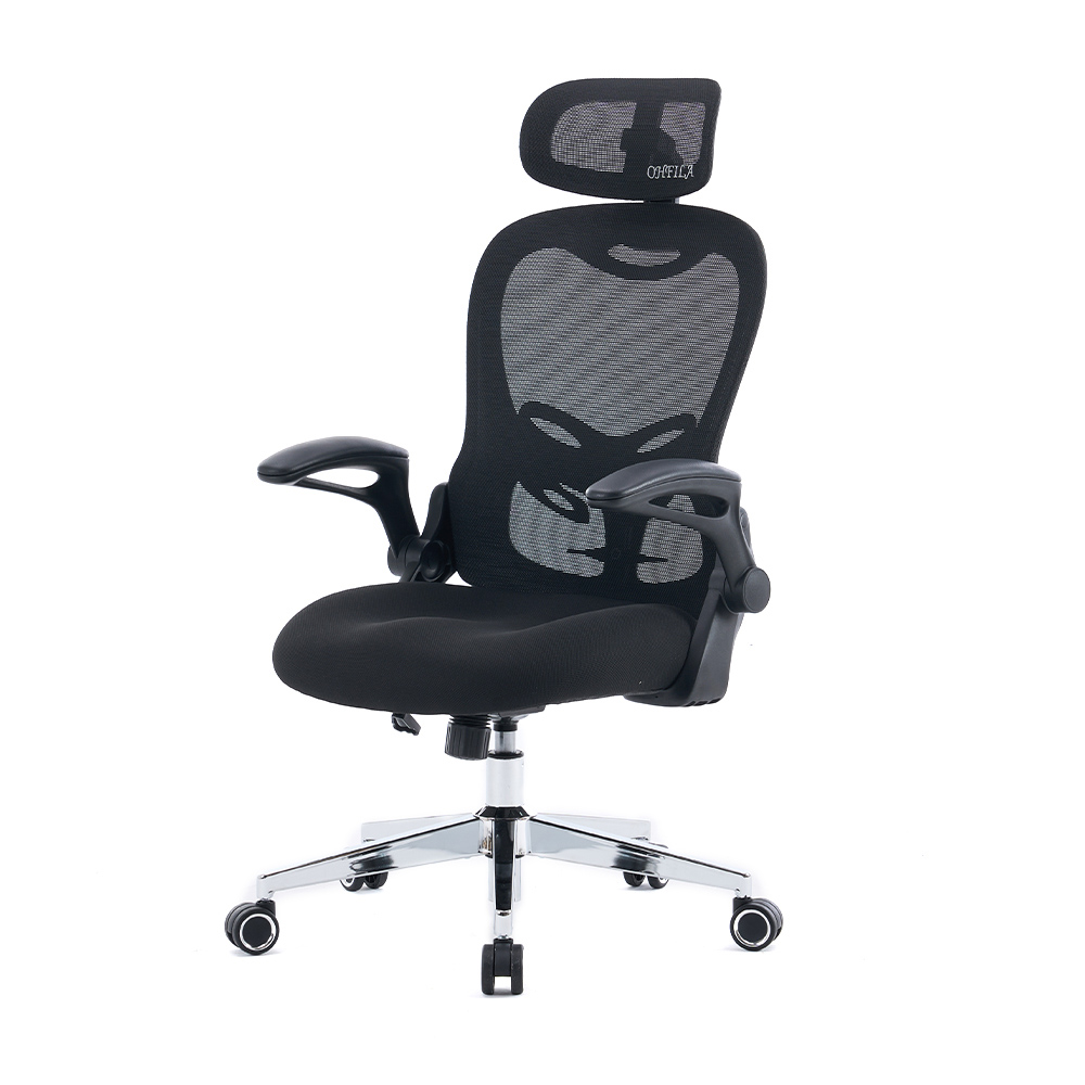 5140 Silla de oficina ergonómica de malla negra/blanca, silla de ordenador con respaldo alto