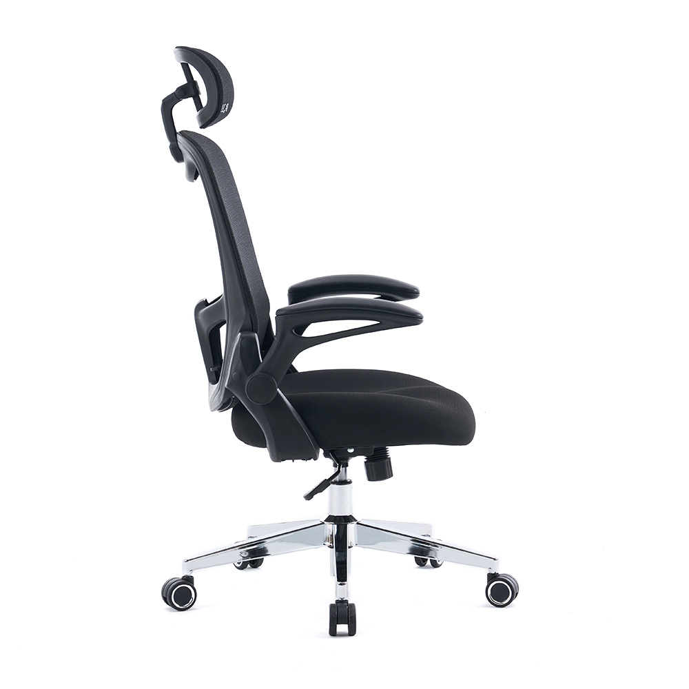 5140 Silla de oficina ergonómica de malla negra/blanca, silla de ordenador con respaldo alto